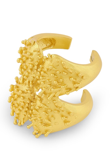 Shop Mnsh Gold Plated Vine Double Ring at Aza Fashions Shop_Mnsh_Gold Plated Vine Double Ring _at_Aza_Fashions