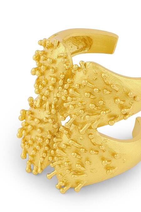 Shop Mnsh Gold Plated Vine Double Ring Online at Aza Fashions Shop_Mnsh_Gold Plated Vine Double Ring _Online_at_Aza_Fashions