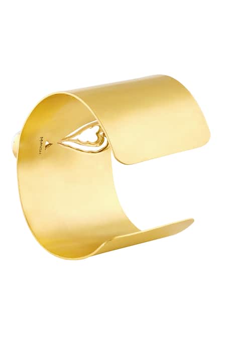 Buy_Mnsh_Gold Plated Pearls Amour Heart Statement Cuff _Online_at_Aza_Fashions