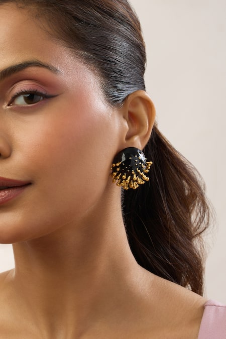 Shop_Mnsh_Gold Plated Studs Vine Round _Online_at_Aza_Fashions