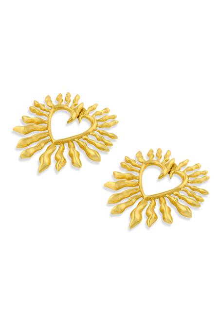 Mnsh_Gold Plated Amour Heart Earrings _Online_at_Aza_Fashions