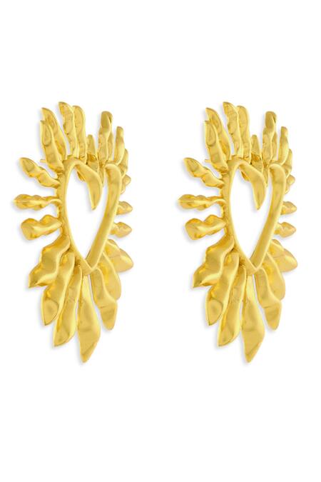 Buy_Mnsh_Gold Plated Amour Heart Earrings _Online_at_Aza_Fashions