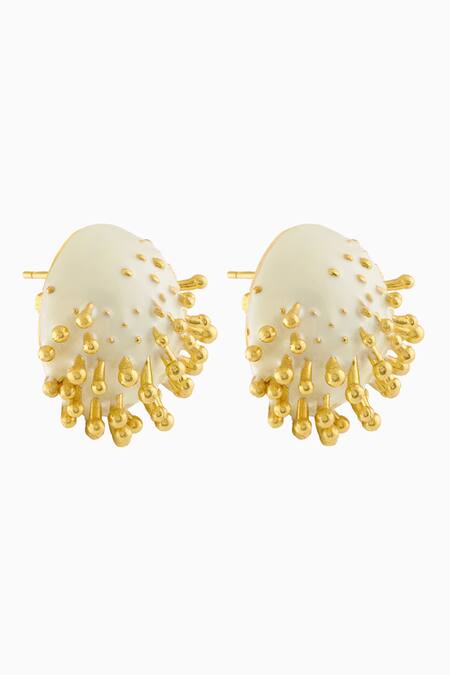 Mnsh Gold Plated Vine Round Studs Online at Aza Fashions Mnsh_Gold Plated Vine Round Studs _Online_at_Aza_Fashions