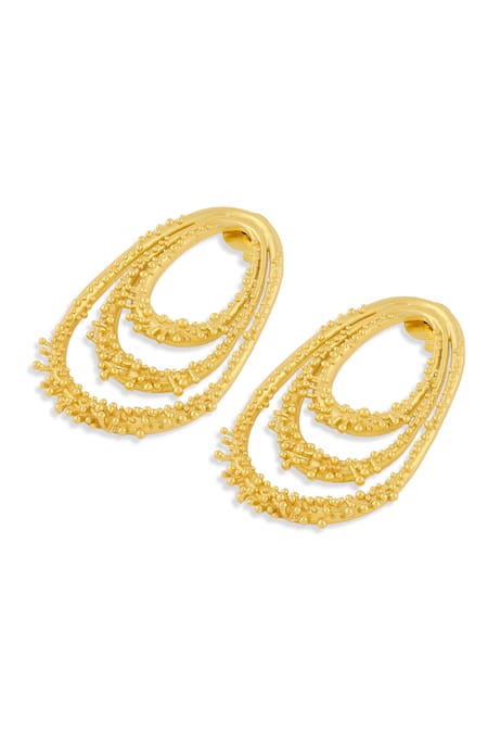 Mnsh_Gold Plated Vine Drop Earrings _Online_at_Aza_Fashions