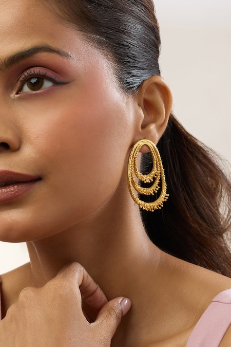 Shop_Mnsh_Gold Plated Vine Drop Earrings _Online_at_Aza_Fashions