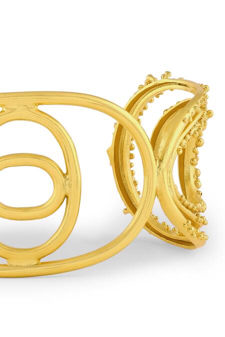 Buy_Mnsh_Gold Plated Beads Vine Oval Triple Cuff _Online_at_Aza_Fashions