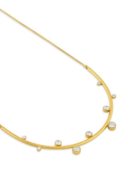 Mnsh Gold Plated Amour Diamond Wave Necklace Online at Aza Fashions Mnsh_Gold Plated Amour Diamond Wave Necklace _Online_at_Aza_Fashions