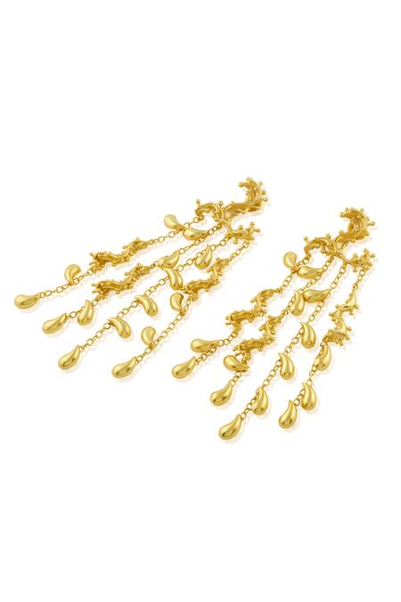 Mnsh_Gold Plated Amour Drop Shoulder Duster Earrings _Online_at_Aza_Fashions