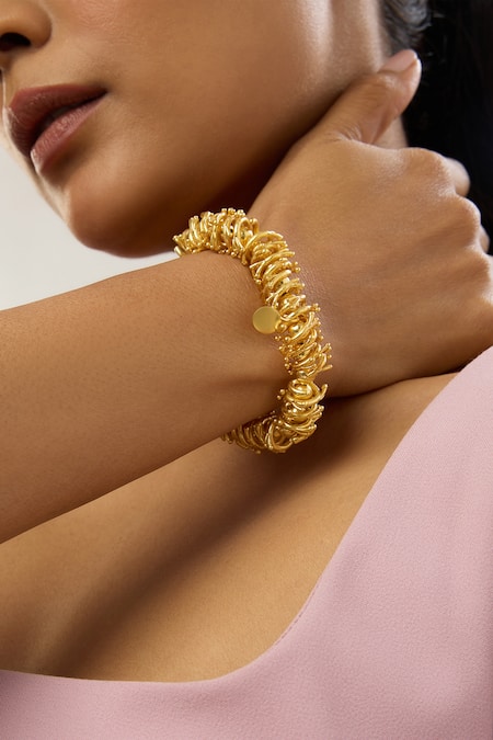 Buy_Mnsh_Gold Plated Amour Round Bracelet _Online_at_Aza_Fashions