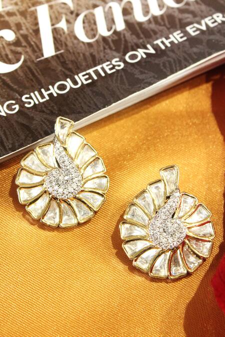 The Bling Girll Designer White Stud Earrings 