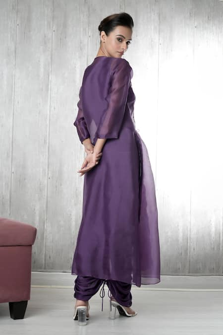 Vara By Vibha N Priti Purple Hand Embroidered Three Piece Set 