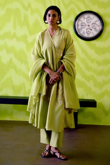 Deep Thee Green Apple Kallidar Angrakha Set 