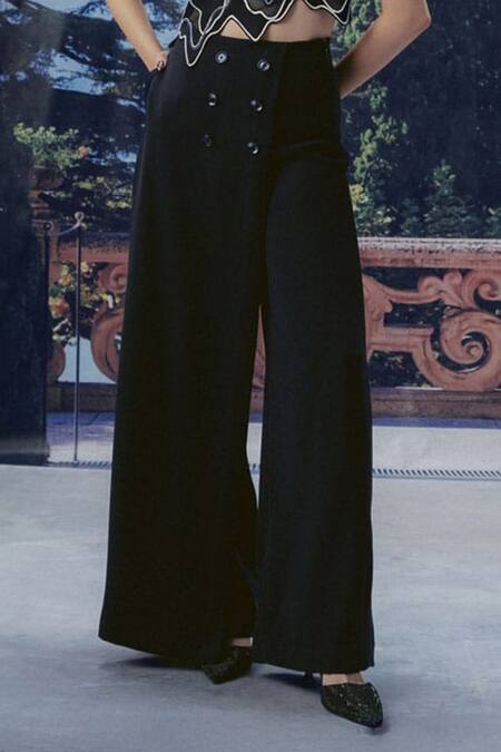 Buy_Pocket Stories_Black Microfiber V-neck Nightfall Reverse Vest And Pant Set _Online_at_Aza_Fashions