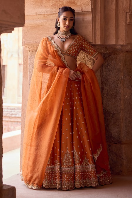 Kritika Dawar Rust Orange Designer Lehenga Set 
