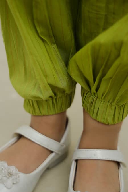 Buy_Petite Pomme_Green Cotton Embroidery Heart Kurta Set _Online_at_Aza_Fashions