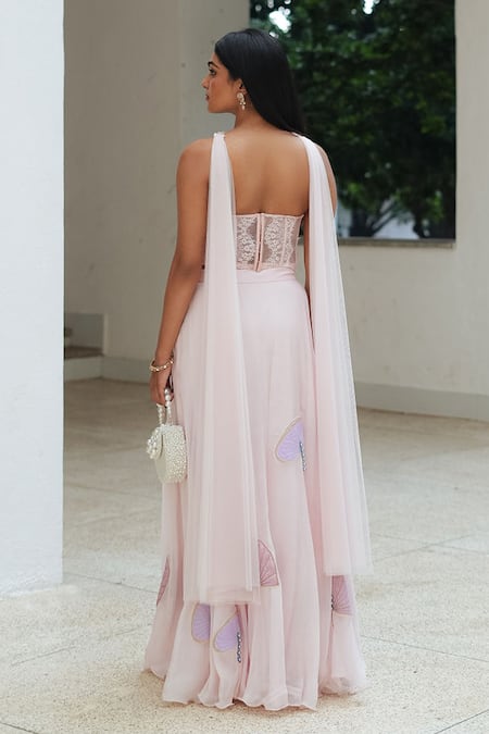 Pooja Bagaria Pastel Pink Corset Fusion Set 