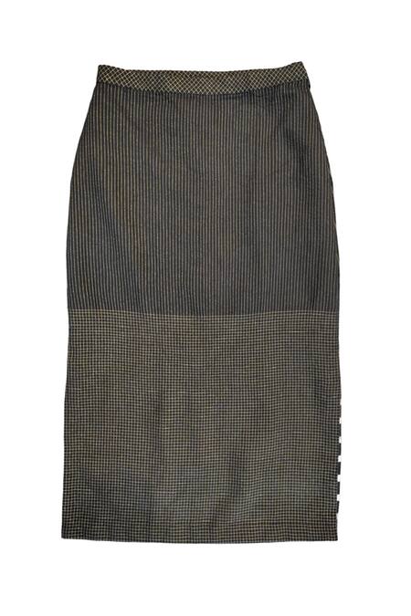 KA-Sha_Black Cotton And Gold Handwoven Skirt _Online_at_Aza_Fashions