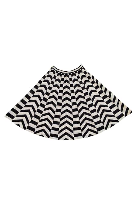 KA-Sha_Black Cotton And White Chevron Skirt _Online_at_Aza_Fashions