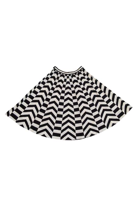 Buy_KA-Sha_Black Cotton And White Chevron Skirt _Online_at_Aza_Fashions