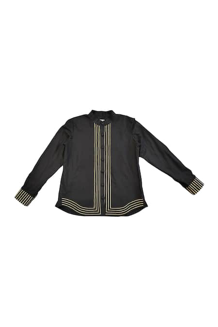 Buy KA-Sha Black Cotton Collared Handspun Shirt Online at Aza Fashions Buy_KA-Sha_Black Cotton Collared Handspun Shirt _Online_at_Aza_Fashions