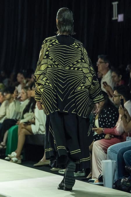 KA-Sha Black & Gold Handwoven Jacket 