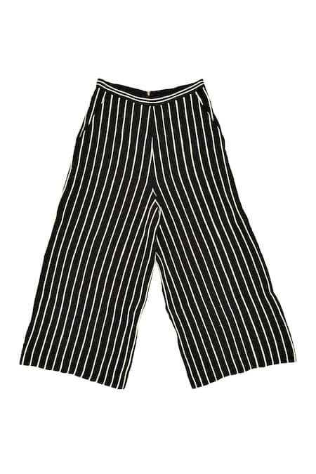 Buy_KA-Sha_Black Cotton And White Striped Pant _Online_at_Aza_Fashions