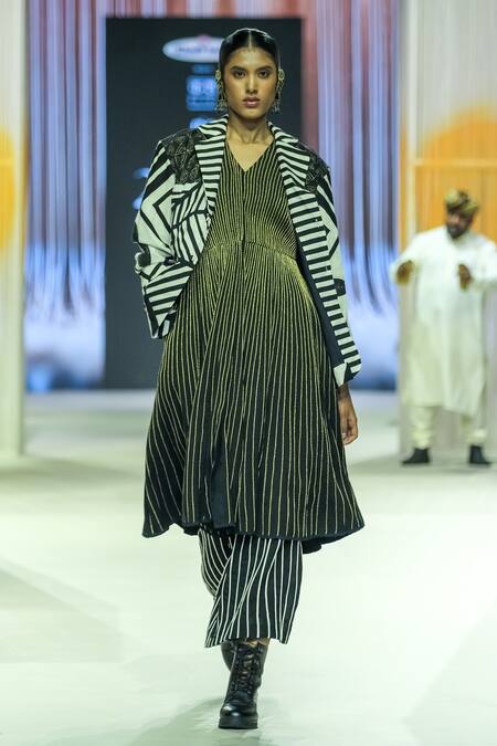 Shop_KA-Sha_Black Cotton And White Striped Pant _Online_at_Aza_Fashions