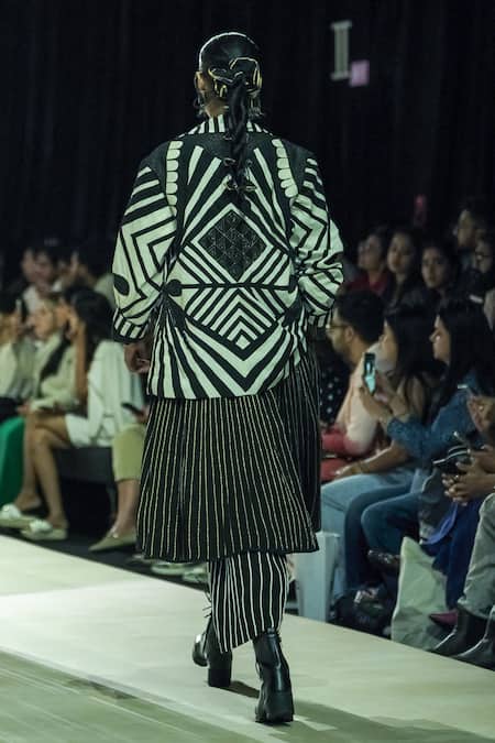 KA-Sha Black & White Striped Pant 