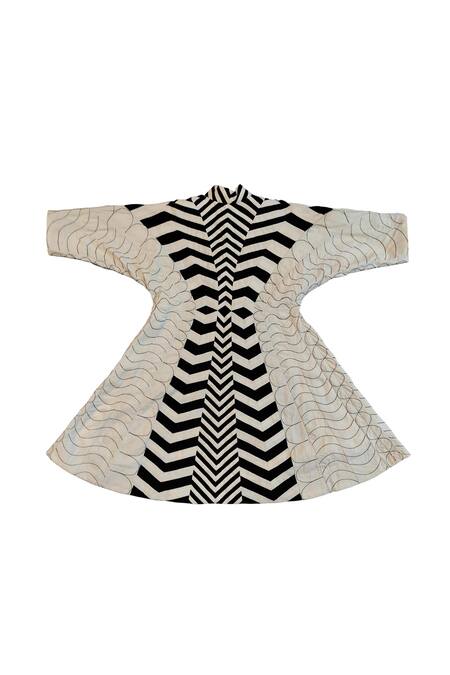 Buy_KA-Sha_Black Cotton Round Neck And White Organic Jacket _Online_at_Aza_Fashions