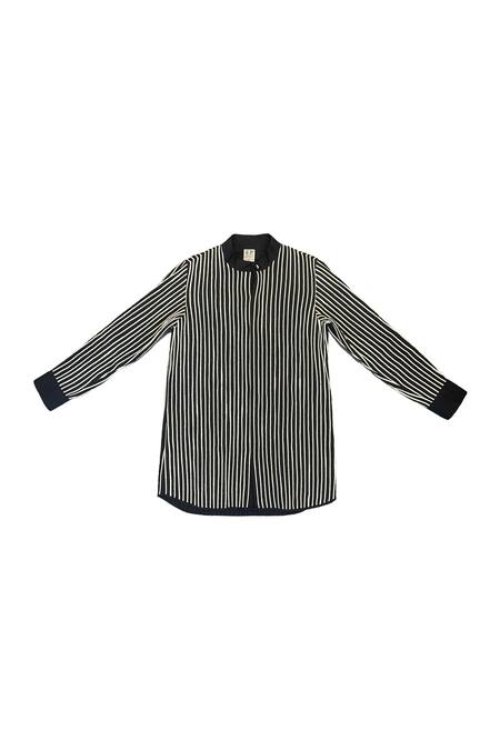 KA-Sha Black Cotton Collared And White Striped Shirt Online at Aza Fashions KA-Sha_Black Cotton Collared And White Striped Shirt _Online_at_Aza_Fashions