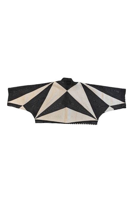 Buy_KA-Sha_Black Cotton And White Geometric Crop Top _Online_at_Aza_Fashions