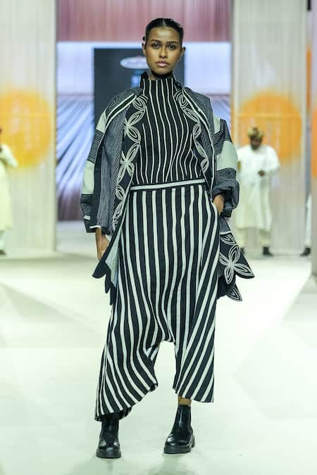 KA-Sha Black & White Striped Top 