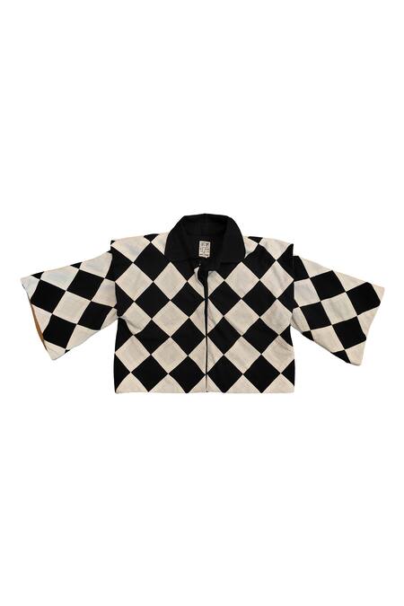 Buy_KA-Sha_Black Cotton Collared And White Checkered Shirt _Online_at_Aza_Fashions