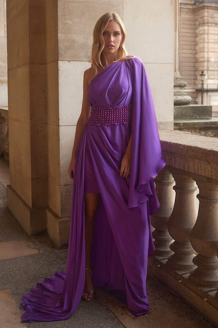 Supria Munjal Purple Satin Designer Gown 