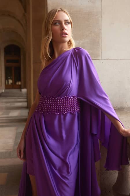 Supria Munjal Purple Satin Designer Gown 