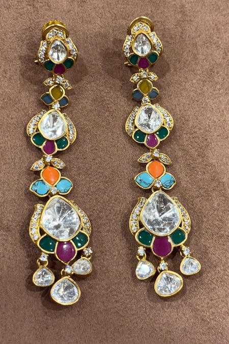 Studio6 Jewels Multi Colour Stone Polki Earrings 