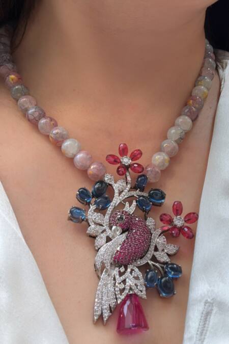 Buy_Studio6 Jewels_Multi Color Beads Necklace And Earring Set_Online_at_Aza_Fashions