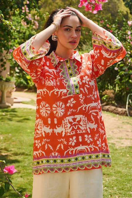 Nika 1.0 Orange & Ivory Designer Coord Set 