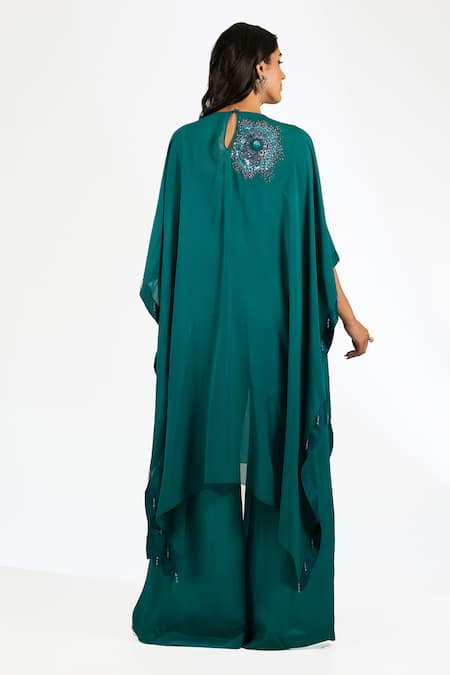 Anjali Kanwar Emerald Green Sequin Cape & Pant Set 