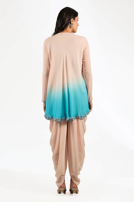 Anjali Kanwar Ombre Kurta Set With Dhoti Pant & Stole 