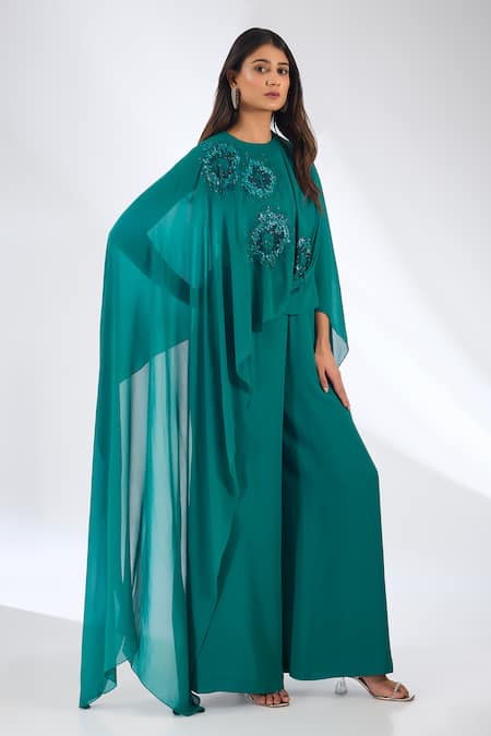 Anjali Kanwar Emerald Green Beaded Jumpsuit 
