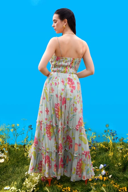 Sajeda A Lehry EVA Aqua Digital Print Dress 