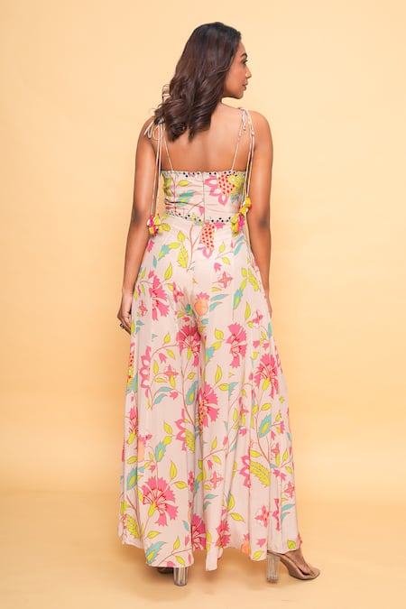 Sajeda A Lehry Hand Embroidered Floral Jumpsuit 