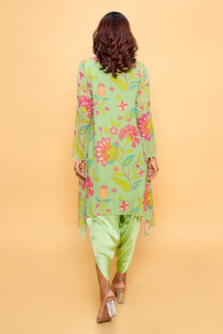 Sajeda A Lehry Floral Hand Embroidered Kurta & Dhoti Pant 