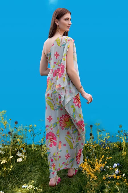 Sajeda A Lehry Hand Embroidered Aqua Kaftan 