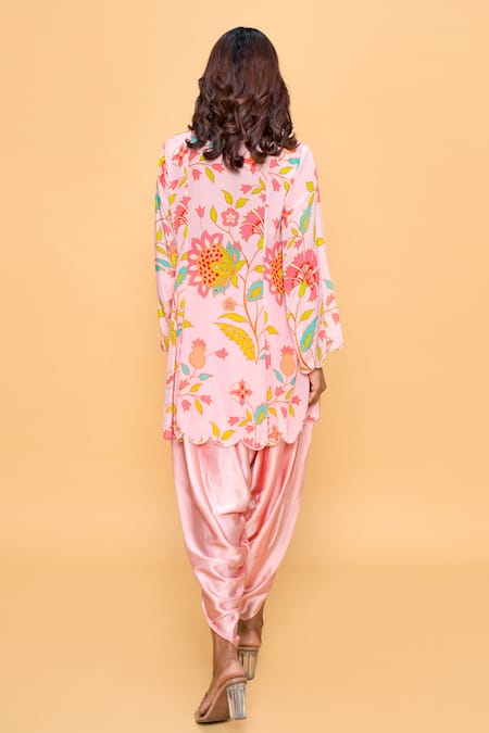 Sajeda A Lehry Floral Hand Embroidered Kurta & Dhoti Pant Set 