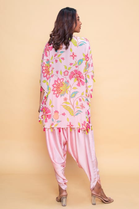 Sajeda A Lehry Floral Hand Embroidered Kaftan & Dhoti Pant 