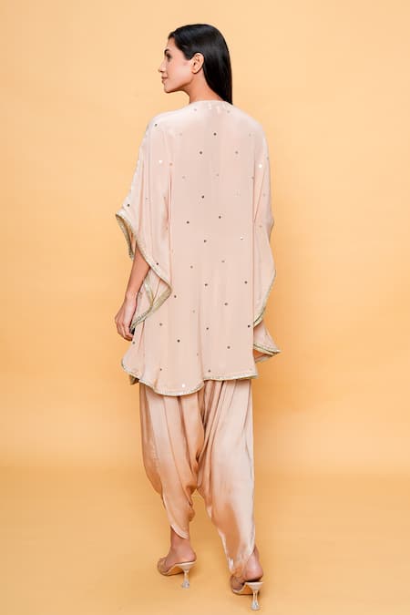Sajeda A Lehry Hand Embroidered Beige Kaftan & Dhoti Pant 