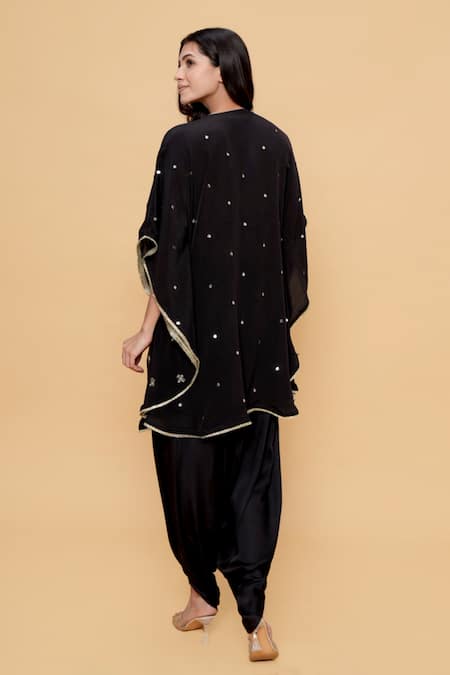 Sajeda A Lehry Hand Embroidered Black Kaftan & Dhoti Pant 