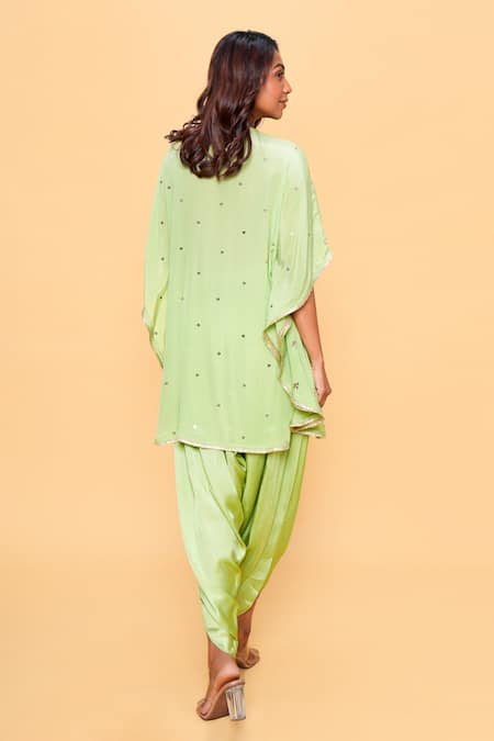 Sajeda A Lehry Hand Embroidered Pista Green Kaftan Set 